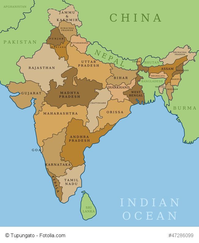India states - administrative division vector map